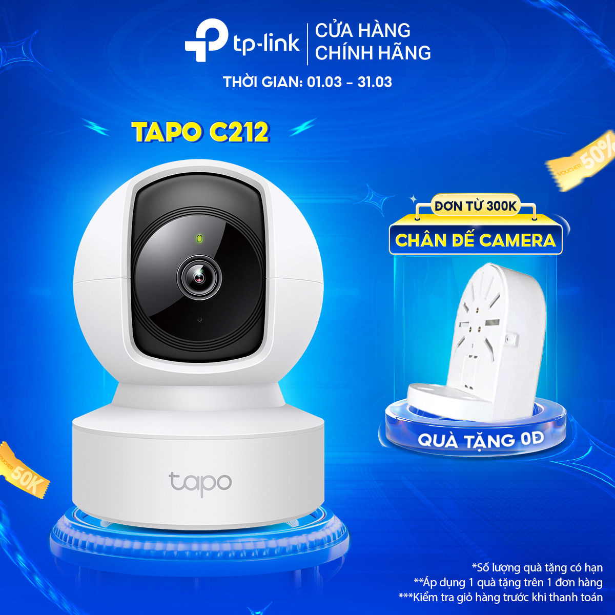 Camera Wifi TP-Link Tapo C212 Độ Phân Giải 2K QHD QuayQuét 360 Độ Hỗ Trợ Cổng LAN - Hàng Chính Hãng