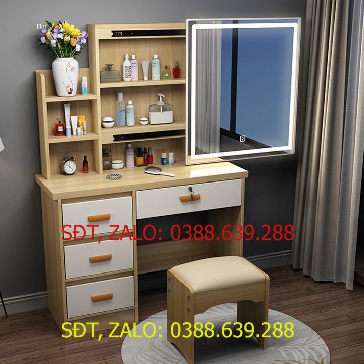 Bộ Bàn Ghế Trang Điểm Có Gương Trượt Đèn Led Hiện Đại Và Sang Trọng, Bàn Có Kèm Kệ Để Mỹ Phẩm và Ngăn Kéo DH-BGK2055