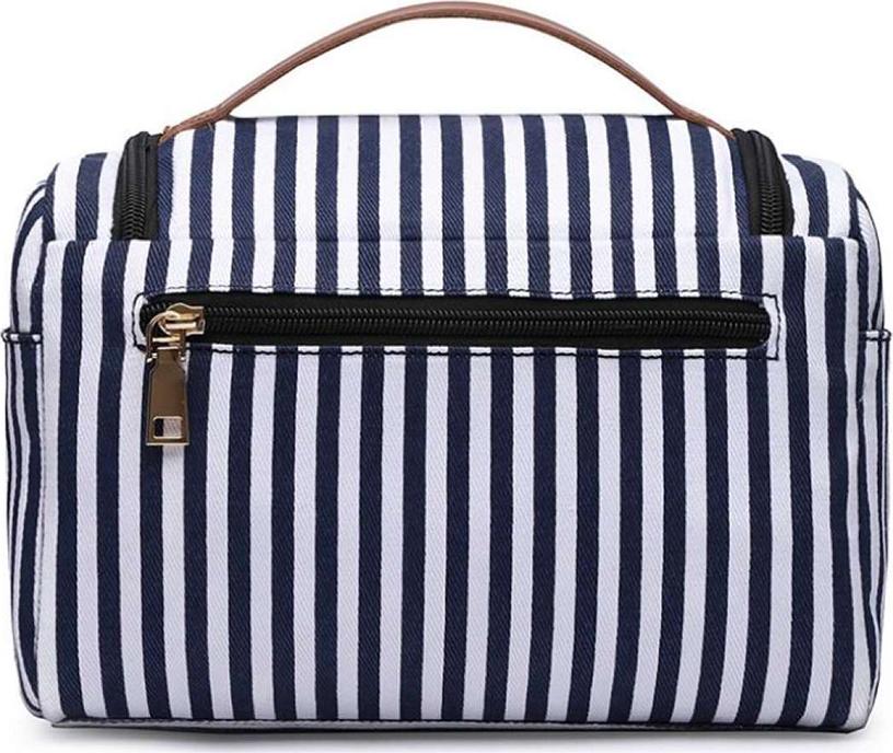 Striped Canvas Cosmetic Hand Storage Bag - sky blue