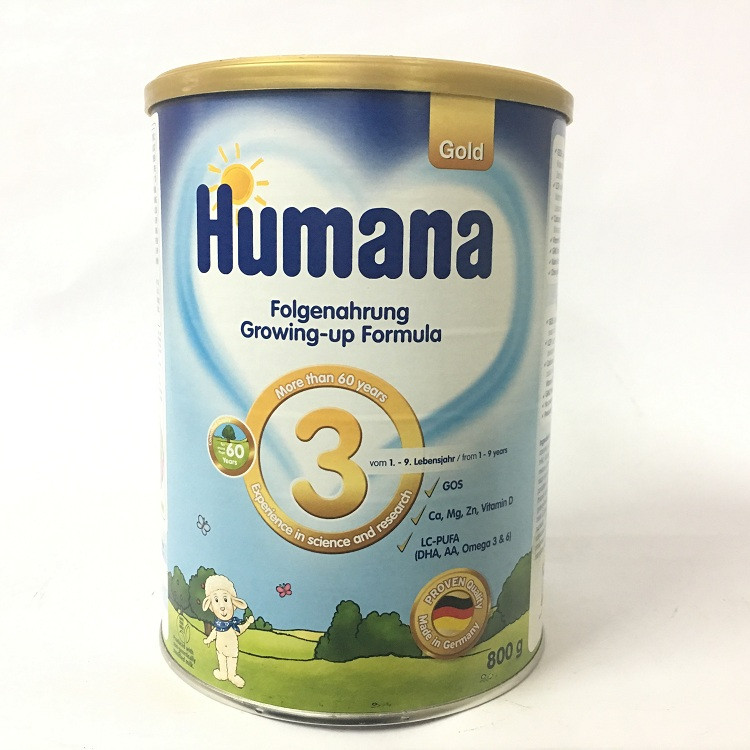 Sữa Humana Gold 3 800 gr: sữa công thức cho bé từ 1-9 tuổi