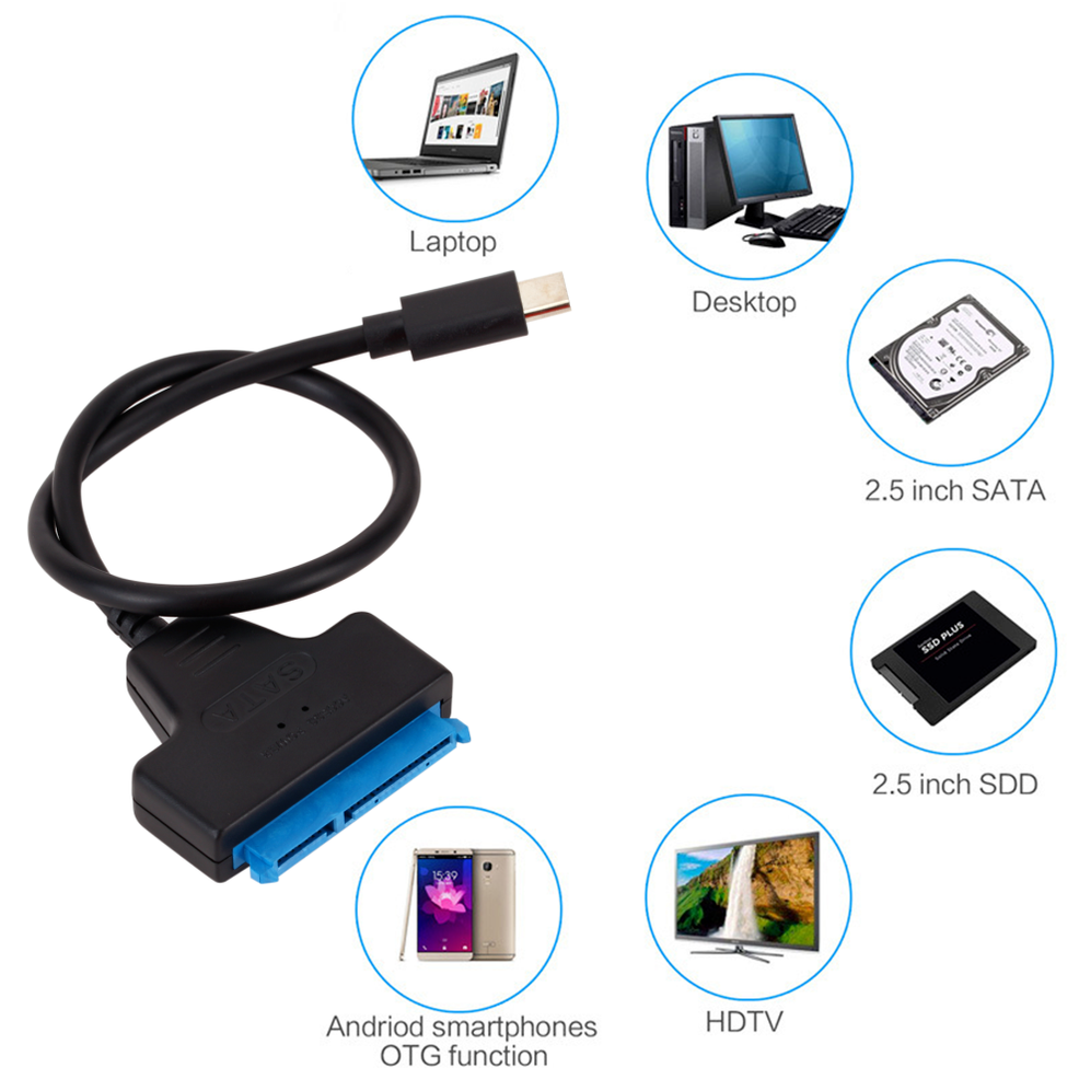 Cáp LccKaa Sata 3 To Type-C USB 3.1 Bộ chuyển đổi USB C sang SATA Lên đến 6 Gbps Hỗ trợ Ổ cứng SSD 2,5 inch Ổ cứng 22 chân Cáp SATA