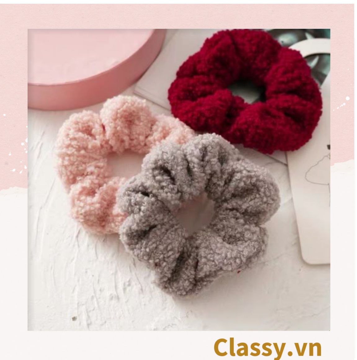 Dây cột tóc vải Scrunchies lông cừu bền chắc PK219