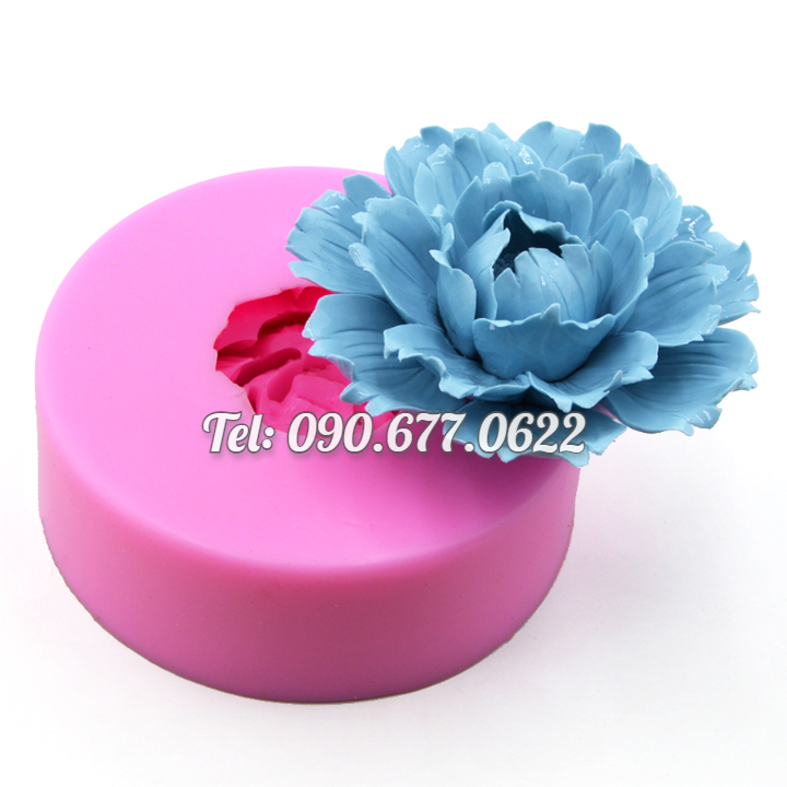 Khuôn silicone làm rau câu hoa mẫu đơn cánh xoăn nhiều tầng loại 8 cm – Mã số 1897