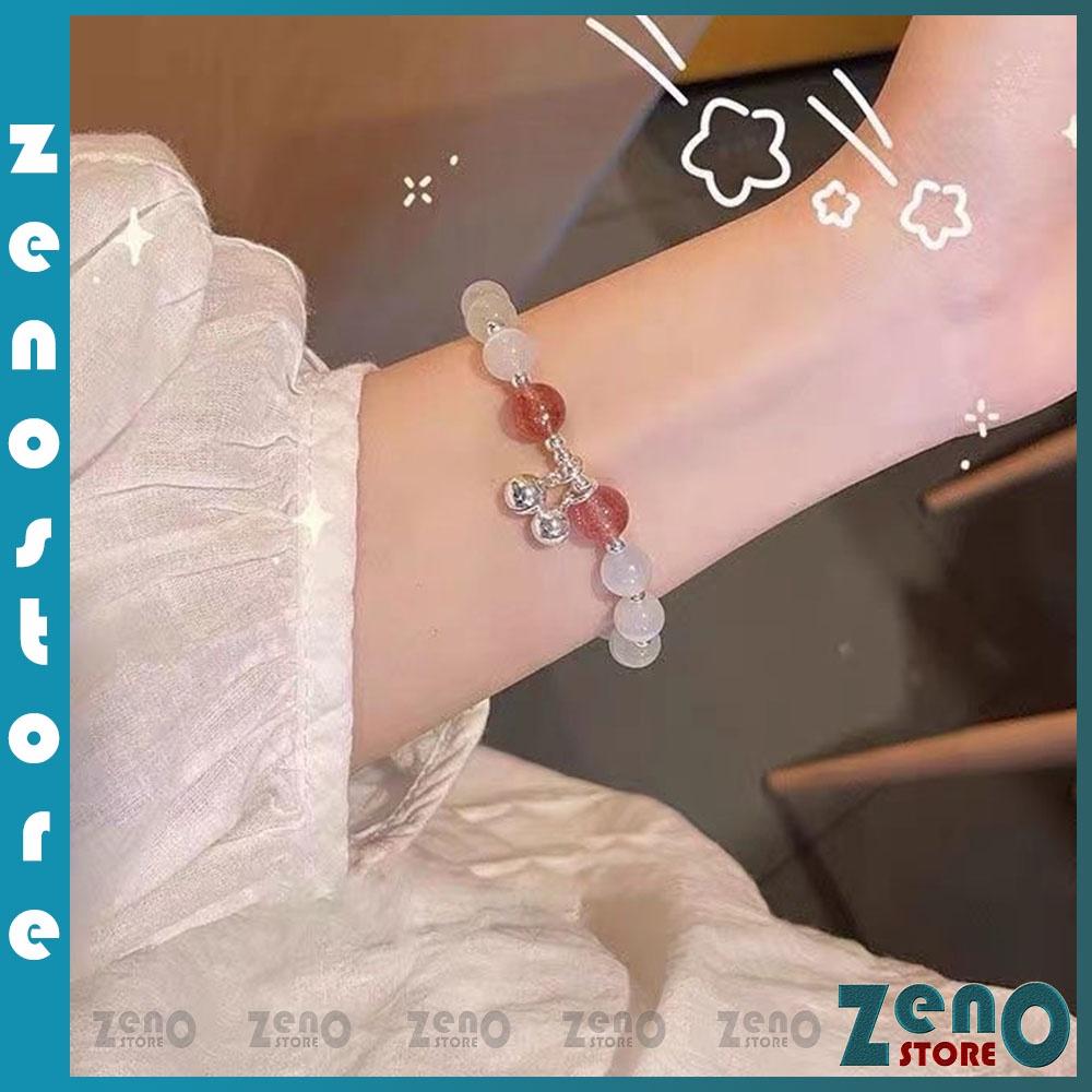 Vòng tay chuỗi ngọc ZenO , lắc tay nữ ngọc có chuông phong cách Hàn Quốc