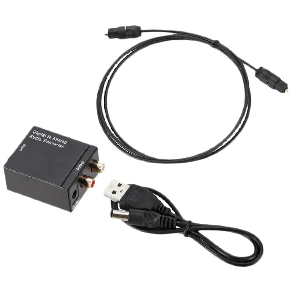 Digital Optical Toslink SPDIF Coax To Analog RCA L/R Converter Adapter Black