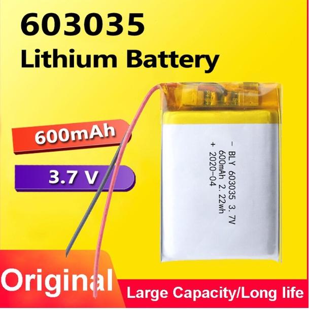 Pin Sạc Lithium Polymer 603035 600mah Cho tai nghe,loa Mp3 MP4 MP5 GPS PSP Bluetooth hàng mới