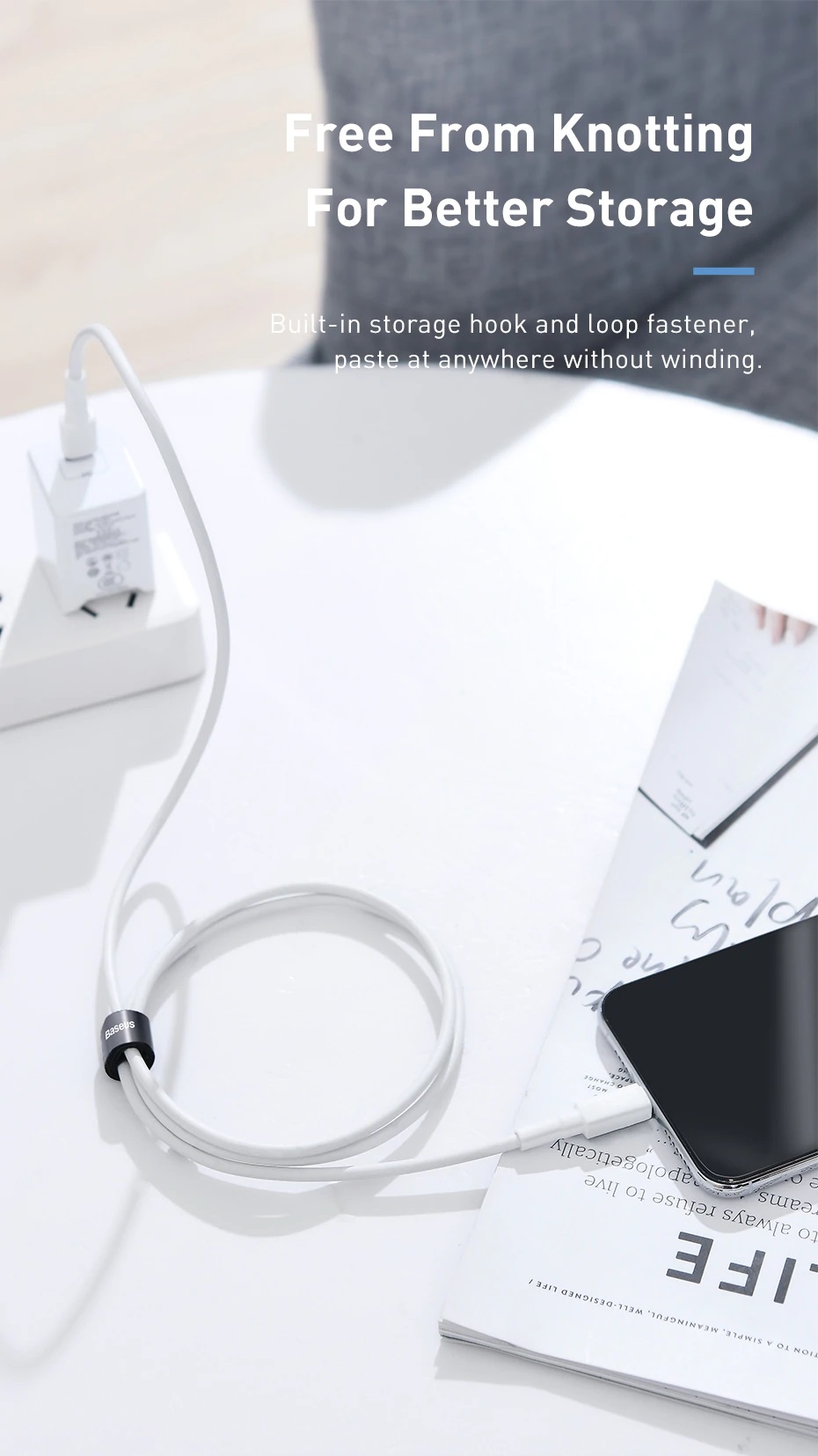 Cable Type-C to Lighting PD 18W Baseus Mini White - Hàng chính hãng