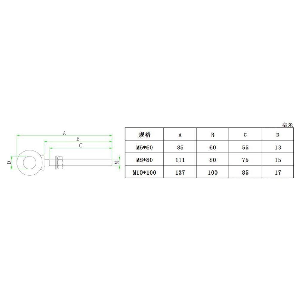4pcs M8 Long  Eye  Harness Point Boat Fitting Hardware