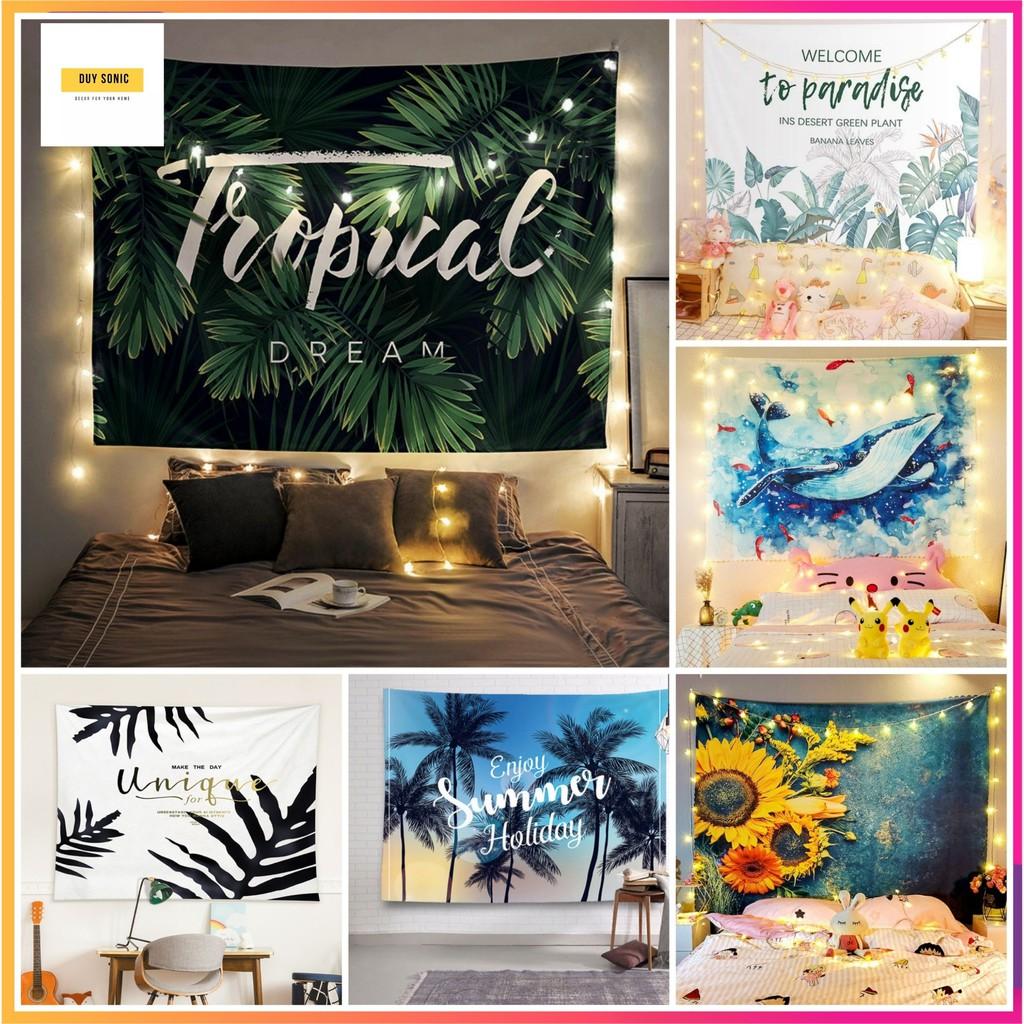 Tranh vải treo tường Decor phòng ngủ Nhiệt đới và Đại dương, tấm thảm treo tường dễ thương