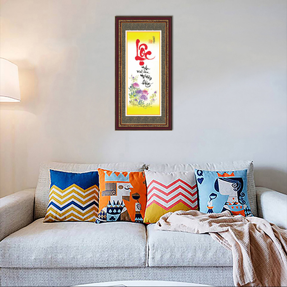 Tranh Khung Thư Pháp LỘC TẤN VINH HOA TPT_30-14 (30 x 60 cm) Thế Giới Tranh Đẹp