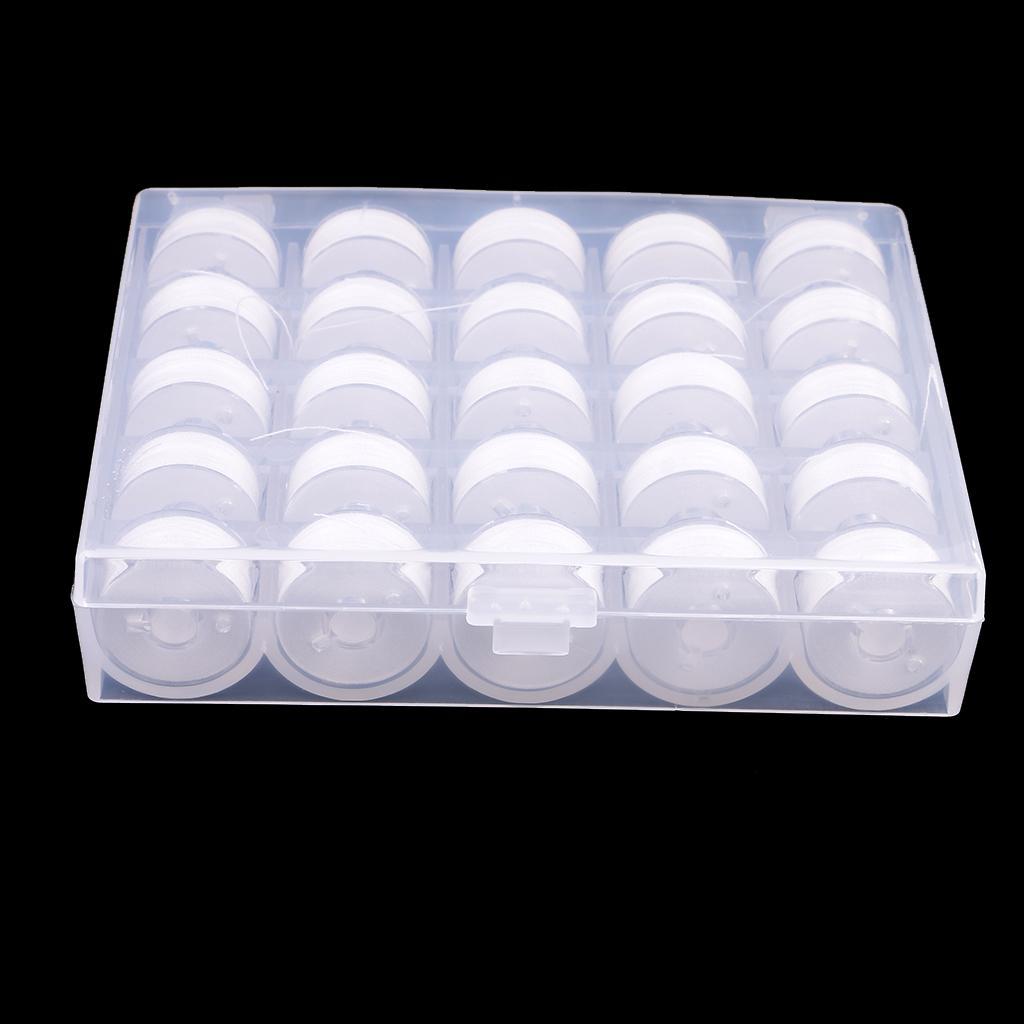 50Pcs Polyester Sewing Machine Thread String Bobbins with Plastic Case