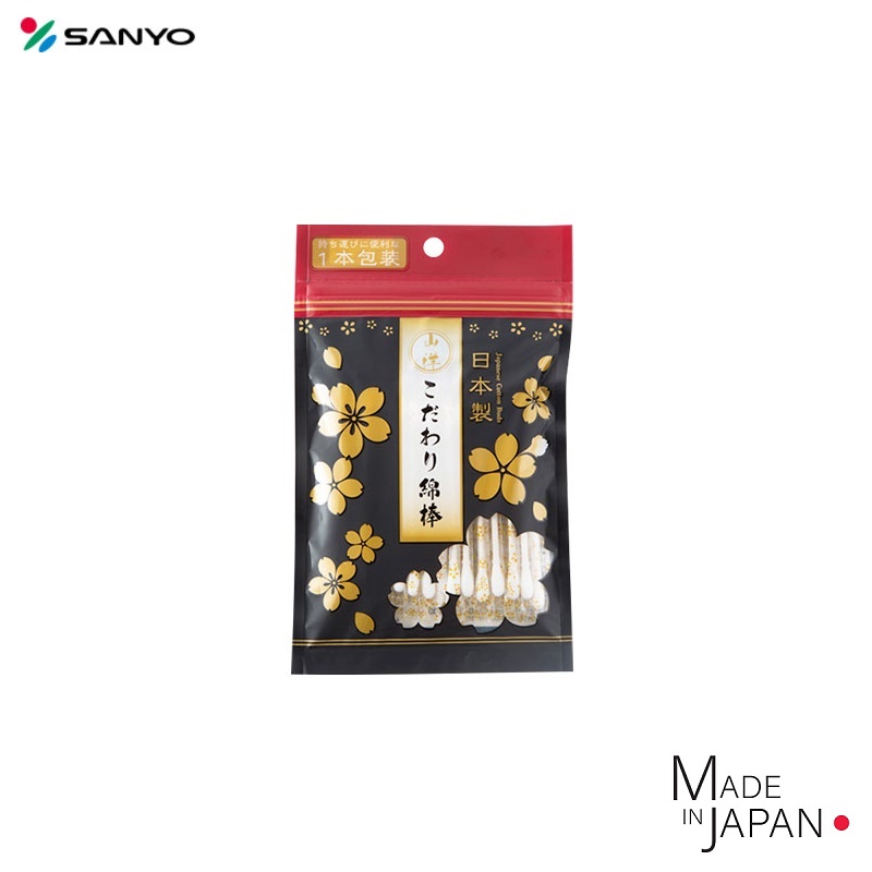 Gói 50 tăm bông cao cấp Nhật Bản Sanyo 100% bông gòn tự nhiên kháng khuẩn - Hàng nội địa Nhật Bản