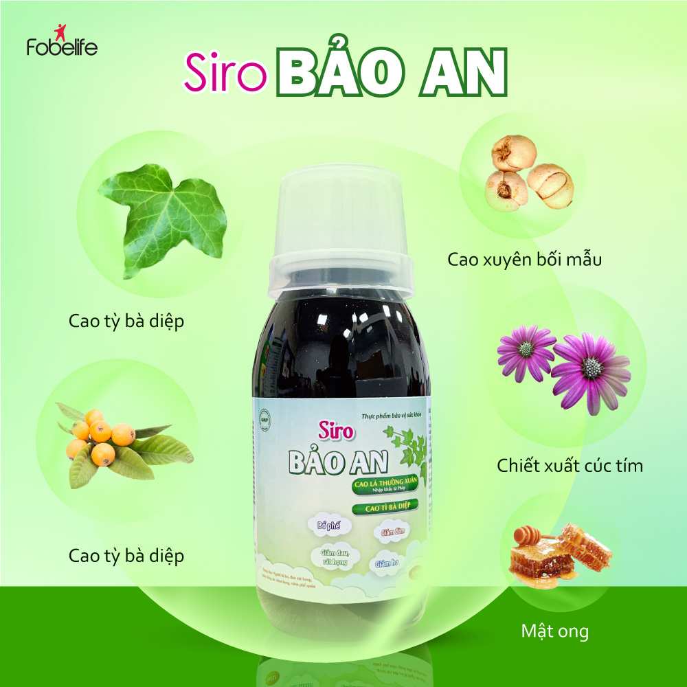 Siro Ho Bảo An Hỗ Trợ Giảm Ho Đờm Đau Rát Họng - Chai 125ml