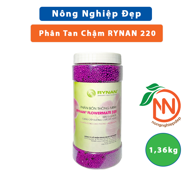 Phân RYNAN 220 (1,36KG) NPK 12-12-20+TE | Phân Tan Chậm Thông Minh Dành Cho Phong Lan, Hoa Hồng, Hoa Mai, Cây kiểng, Bonsai