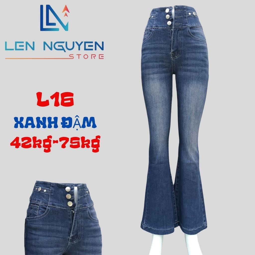 L16_Quần jean nữ, loe, lưng cao, quần bò nữ dáng ôm, quần rin nữ có big size, cho 42kg đến 75kg,LEN NGUYEN STORE - Xanh Đậm