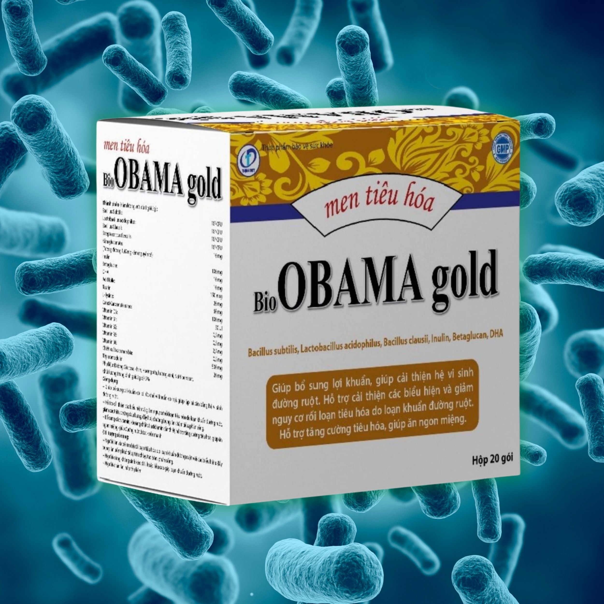 Men Tiêu Hóa Bio OBAMA Gold - cân bằng hệ vi sinh đường ruột. giảm rối loạn tiêu hóa, hỗ trợ tăng cường tiêu hóa (Hộp 20 Gói)