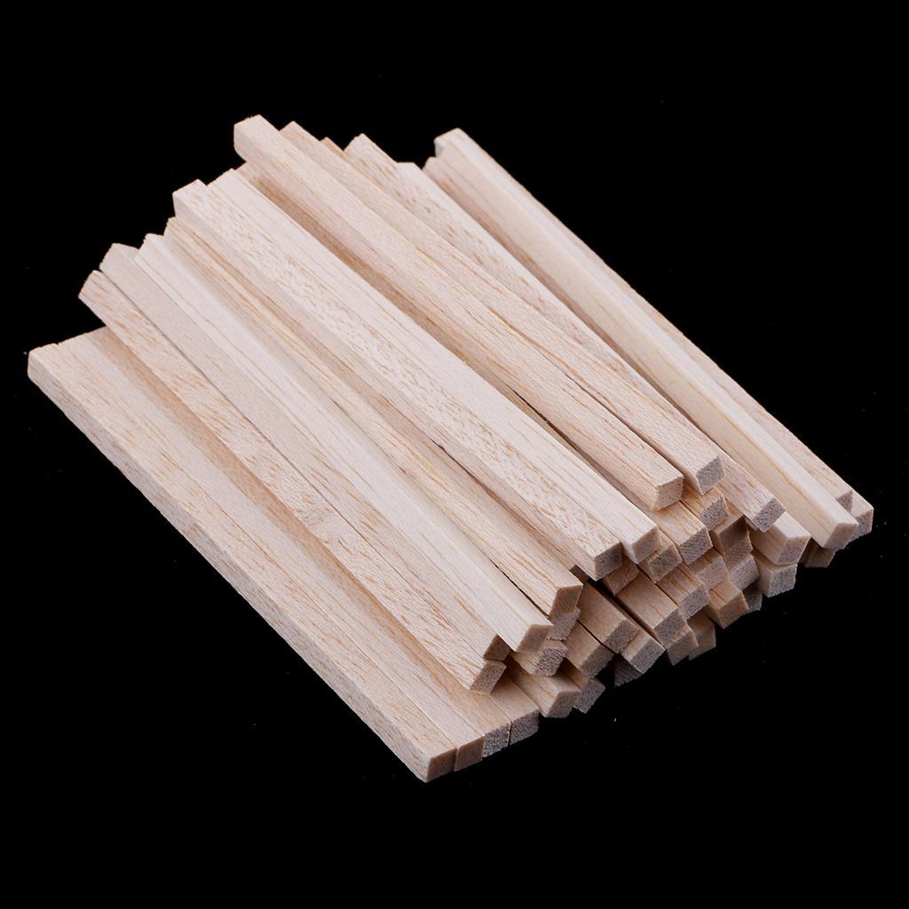 100 Pieces Natural Square Unfinished Balsa Wood Wooden Sticks Dowel Rods for DIY Craft Model