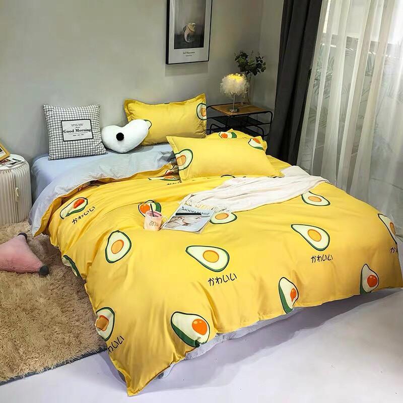 Bộ chăn ga Cotton Poly - bơ vàng mẫu mới phong các Hàn Quốc