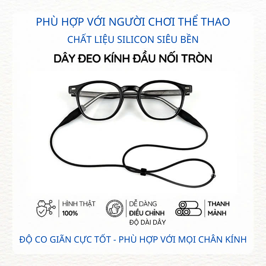 Dây đeo mắt kính giữ gọng kính, chơi thể thao chống rơi kính Chống Trượt Phiên Bản Nâng Cấp Lỗ Dẹp 5mm Chất Liệu Silicon Siêu Bền Chuyên Dụng Phù Hợp Chơi Thể Thao Du Lịch Dã Ngoại Golf Sports Lens Thời Trang Tiện Dụng Màu Đen