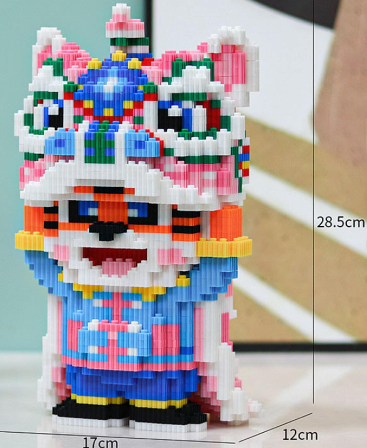 Đồ chơi trẻ em lắp ráp chú mèo Đội Múa Lân , Hổ Múa Lân , mèo thần tài , Pikachu lân dễ thương