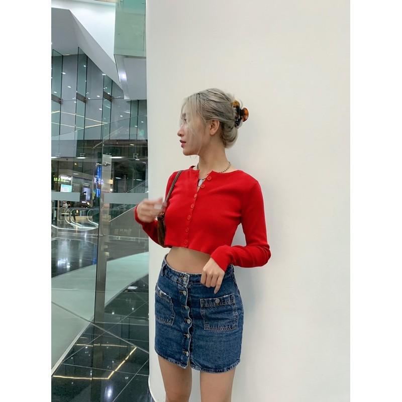 Hình ảnh áo cardigan len - Áo len croptop nữ