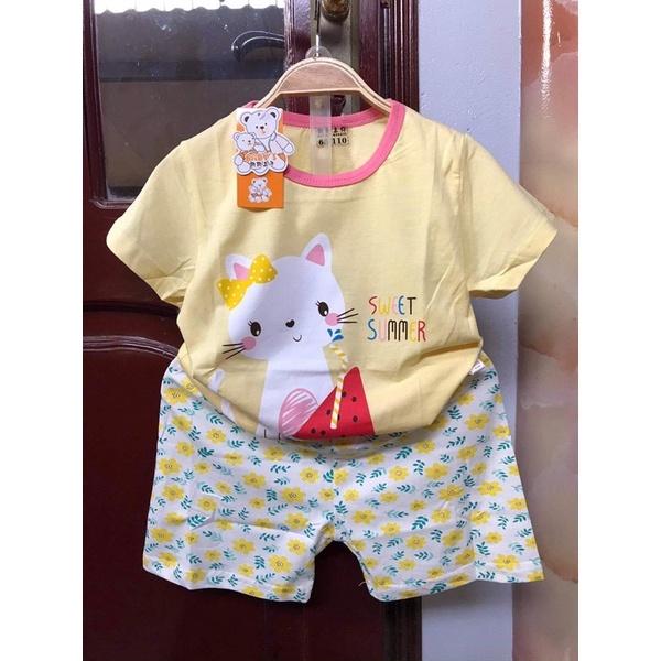 Bộ cộc tay xuất Hàn size nhỡ cho bé gái 15-23kg