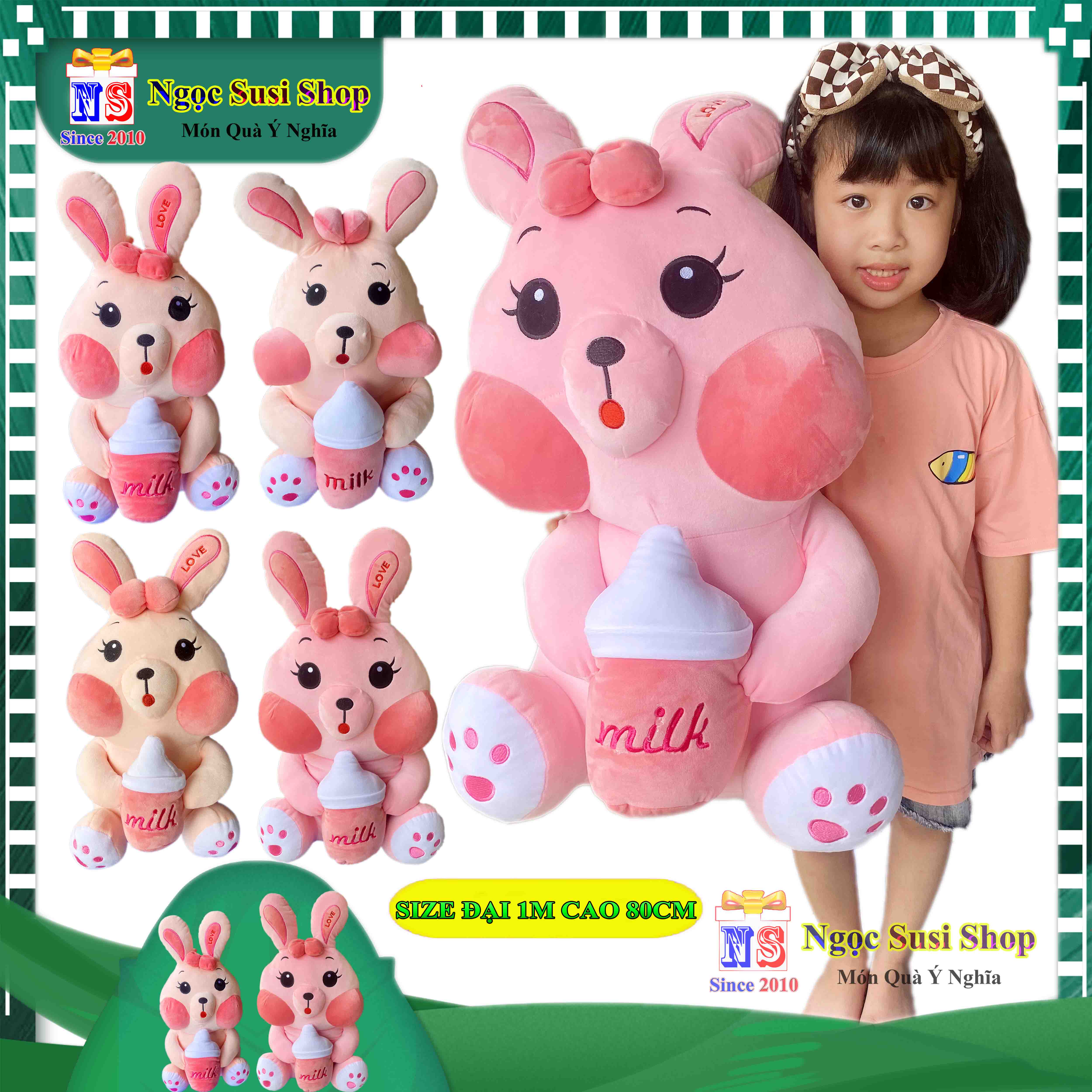 GẤU BÔNG CON THỎ ÔM BÌNH SỮA KHỔNG LỒ ÔM NGỦ - THÚ NHỒI BÔNG THỎ ÔM BÌNH SỮA SIÊU MỀM MỊN