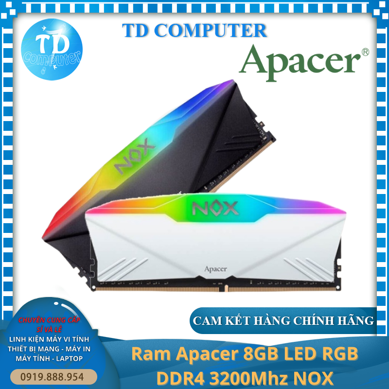 Ram Apacer 8GB LED RGB DDR4 3200Mhz NOX - Hàng chính hãng NetworkHub phân phối