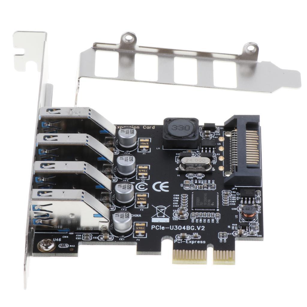 4 Port PCI-E to USB 3.0 HUB   Expansion Card 5Gbps for Desktop