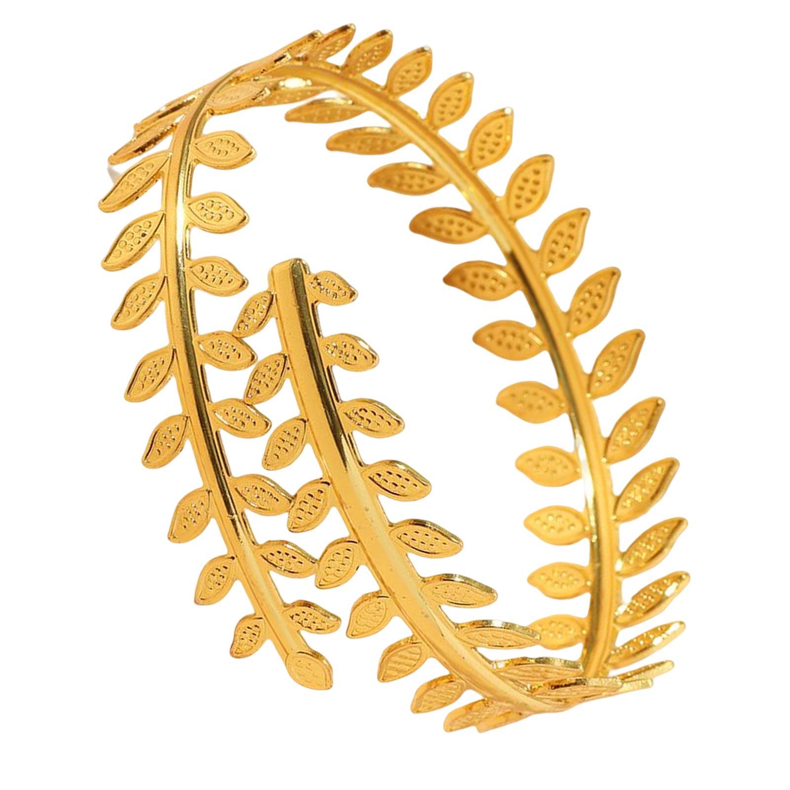 Roman Greek Leaf Feather Tassels Arm Bracelet Women Girls metal Open Upper Arm Bangle Adjustable Armlet Armband