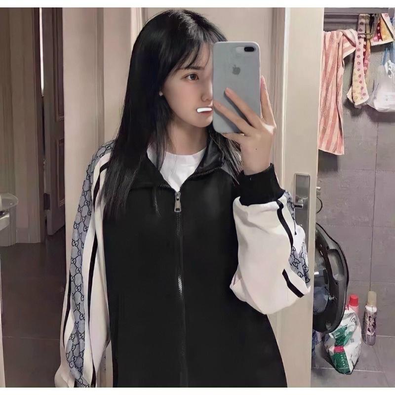 Áo jacket phối tay hoạ tiết xxx