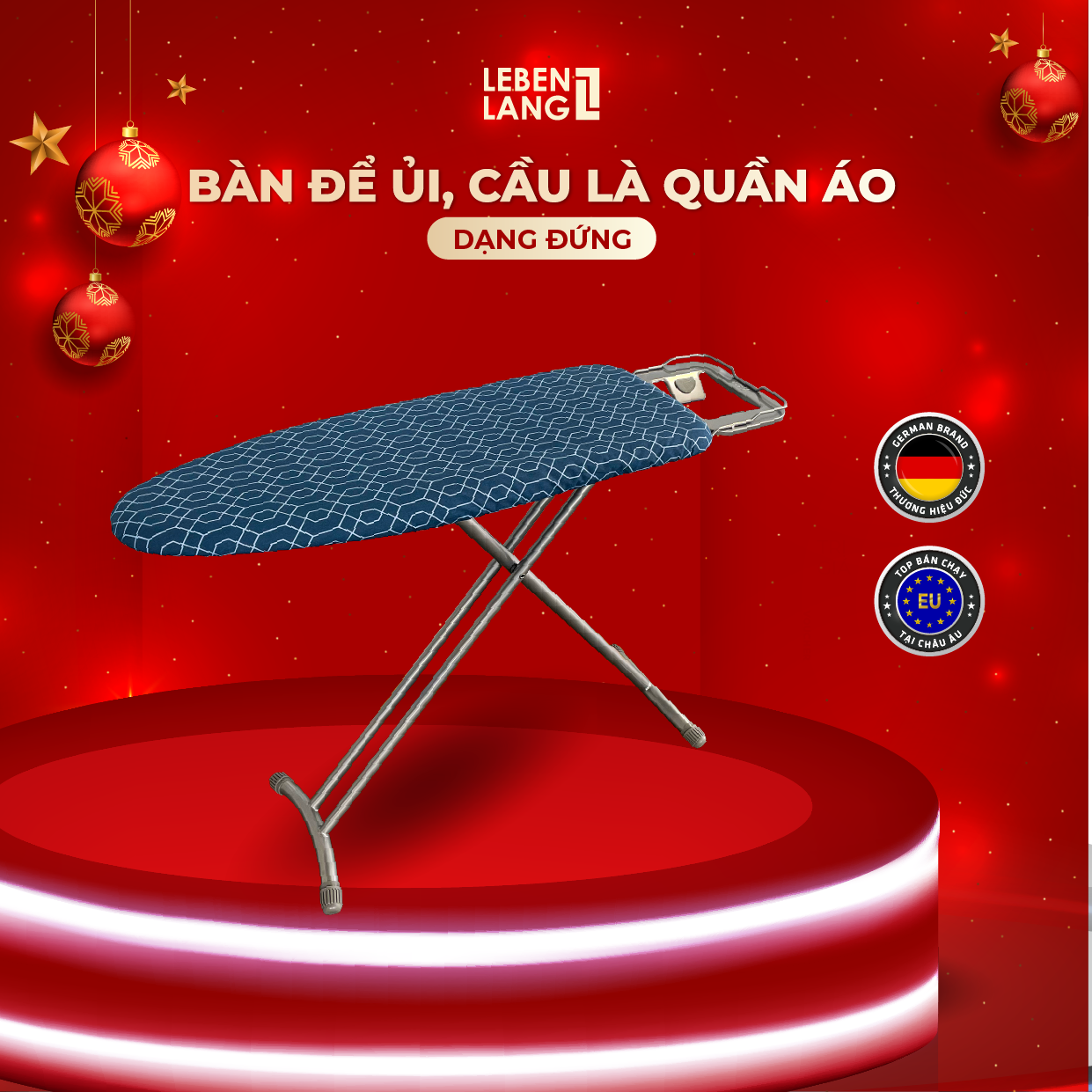 Bàn để ủi, cầu là quần áo dạng đứng khung bằng thép Lebenlang LBL3636 - hàng chính hãng