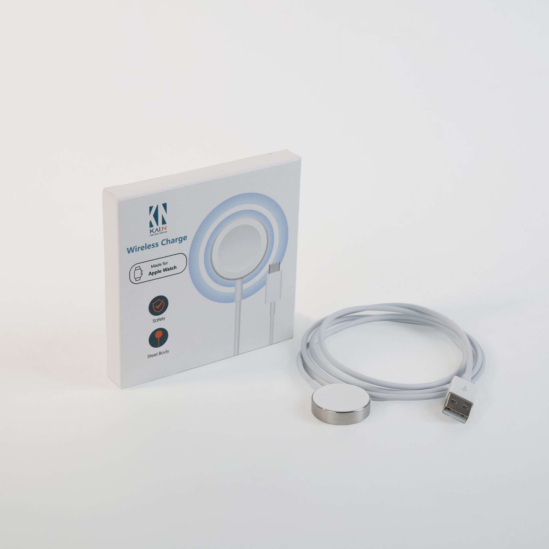 Dock sạc nhanh, Đế sạc không dây cho Apple Watch Kai.N bọc dù khung thép bền bỉ tiện lợi chân USB USB A, Type C_ Hàng chính hãng