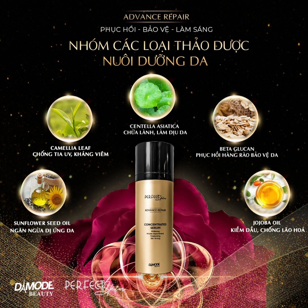 Huyết thanh xóa nám xóa đốm nâu ngăn lão hóa da CONCENTRATED SERUM DAMODE chai 30ml