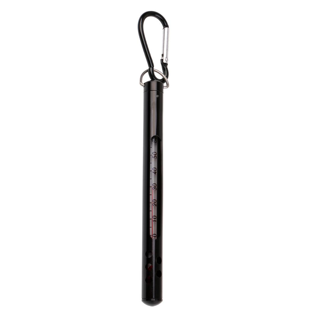 Metal Glass Fly Fishing Thermometer Stream Water Thermometer Black
