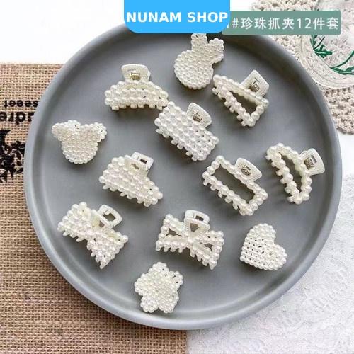 Set 3 kẹp càng cua ngọc trắng nhỏ xinh xắn cute Hàn Quốc Nunam shop