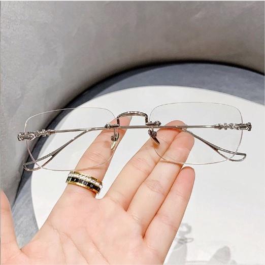 Gọng kính chống bụi gọng khoan nam nữ doanh nhân thời trang cao cấp KT45UNIQUI màu Vàng bạc