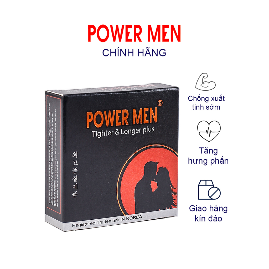 Bao cao su Size Việt, Ngăn xuất tinh sớm, chấm bi hỗ trợ Nàng, sọc gân hỗ trợ Nam Tăng khoái cảm Powermen Hộp 12 BCS