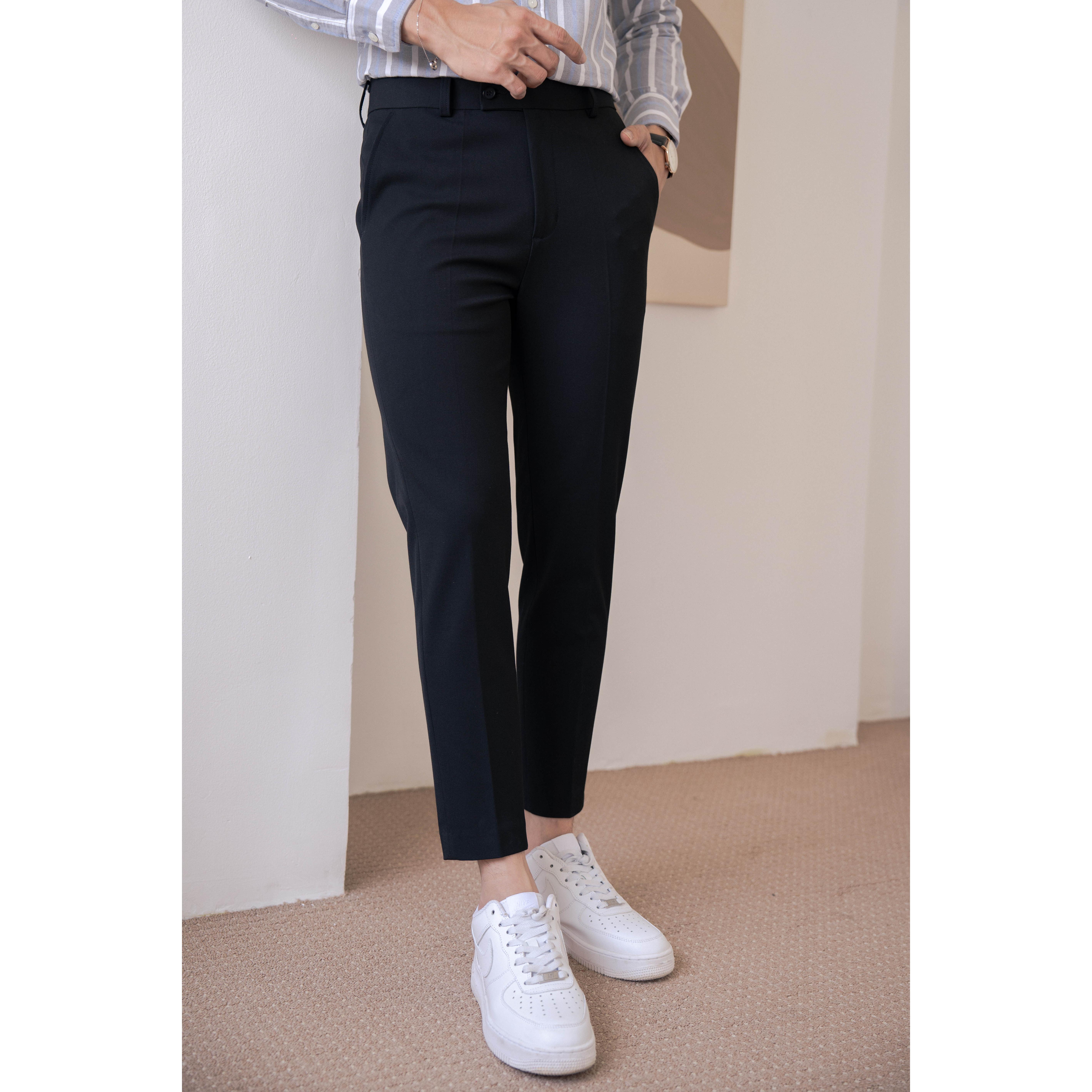 Quần Tây Dài Nam Màu Đen BY COTTON Trouser Basic Black 02