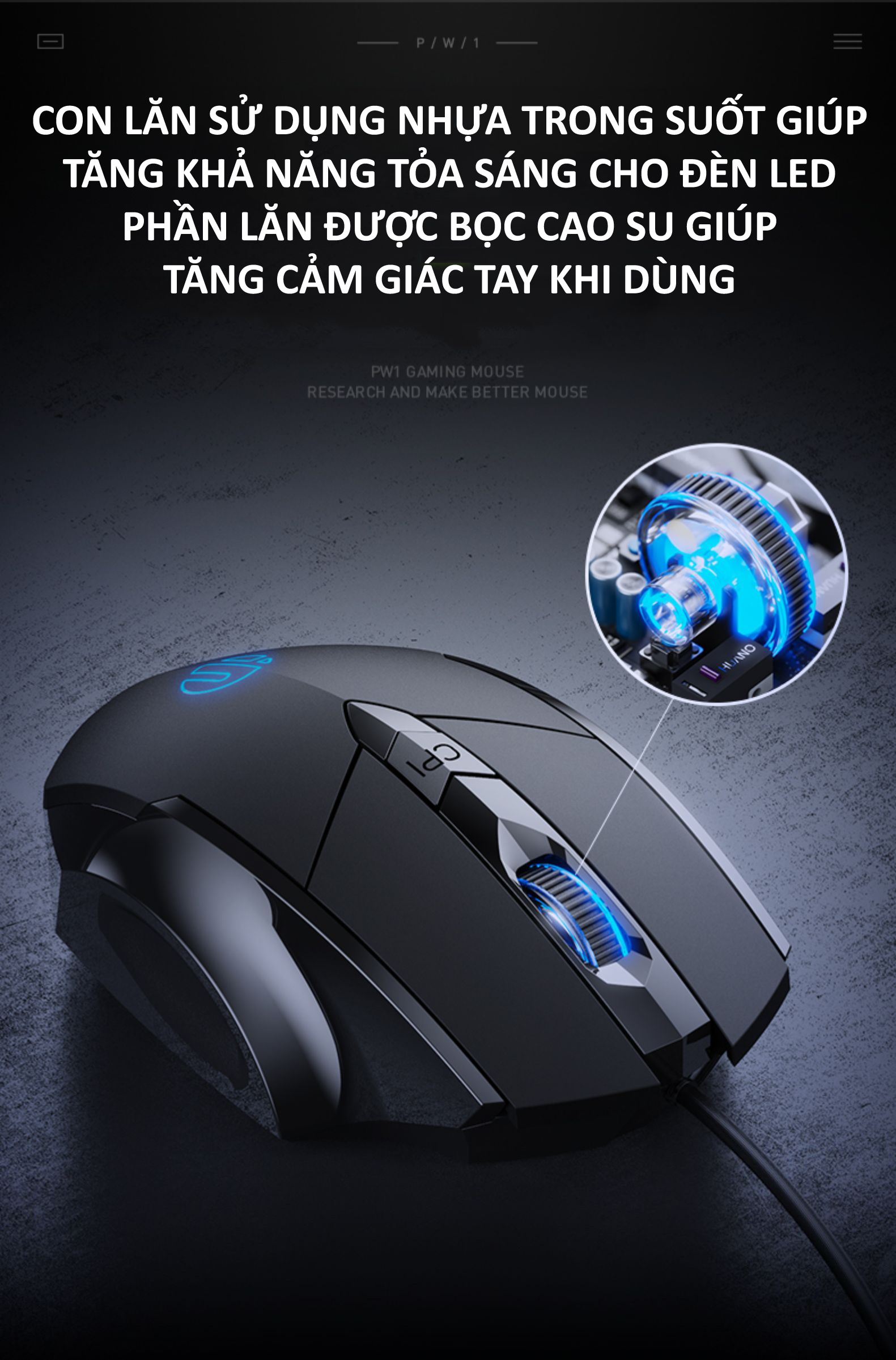 Chuột gaming máy tính có dây chống ồn silent click INPHIC PW1 đèn led 4 màu dành cho game thủ, văn phòng - Hàng Chính Hãng