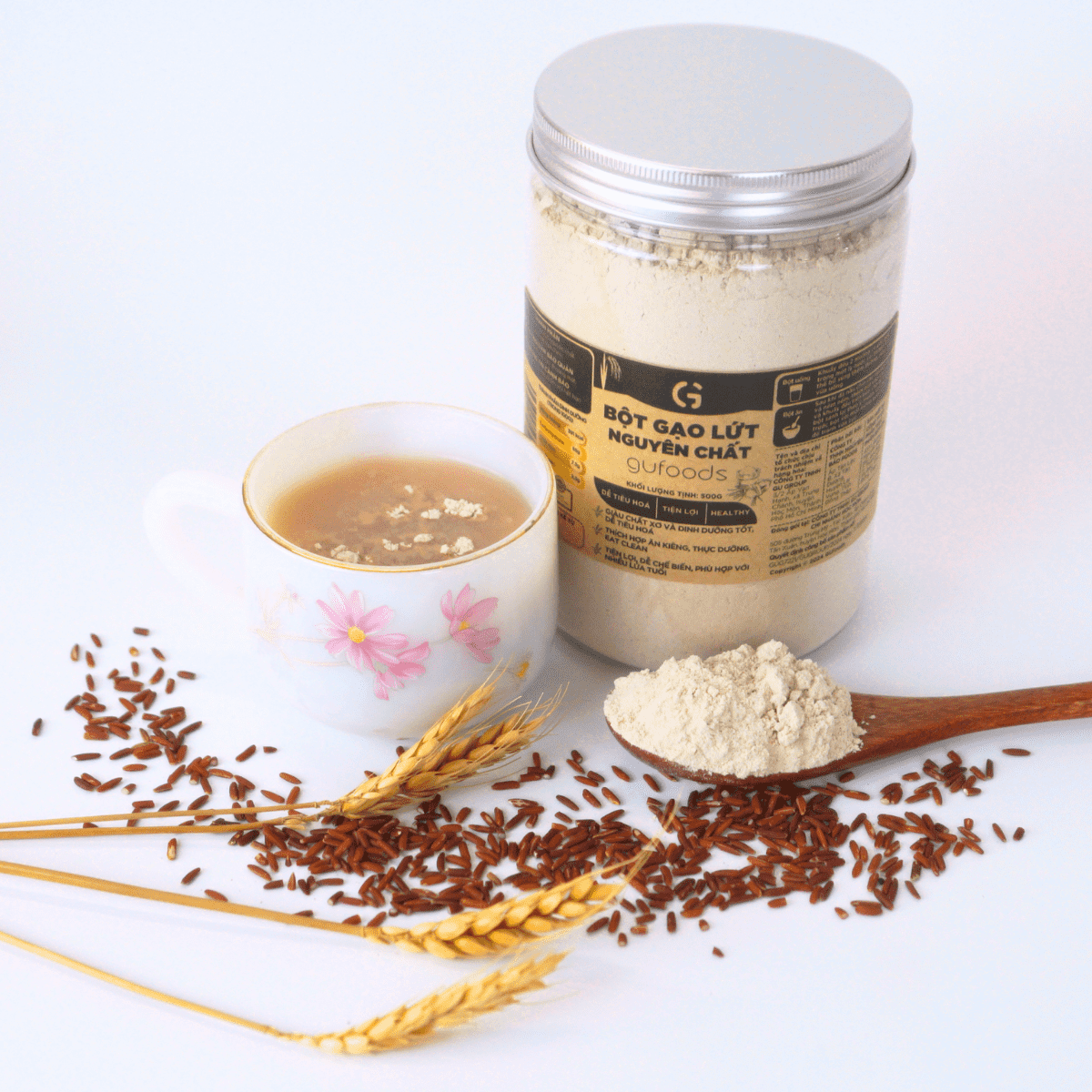 Bột gạo lứt nguyên chất GUfoods - Tiện lợi, Healthy, Dễ tiêu hoá, Phù hợp Eat clean, Thực dưỡng, Thuần chay