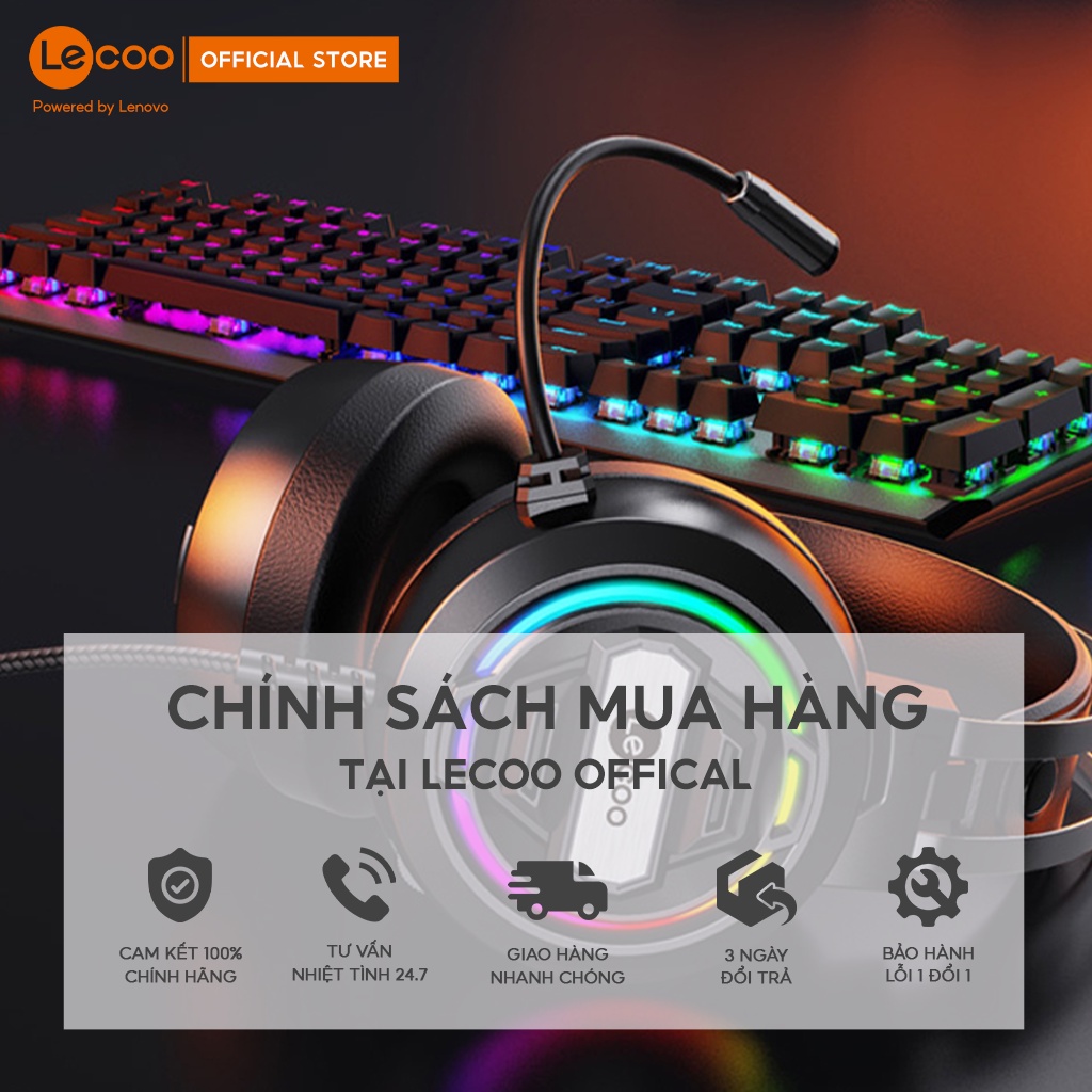 Tai nghe gaming có dây Lecoo HT401, có mic và đèn LED - BH 12 tháng, Hàng nhập khẩu