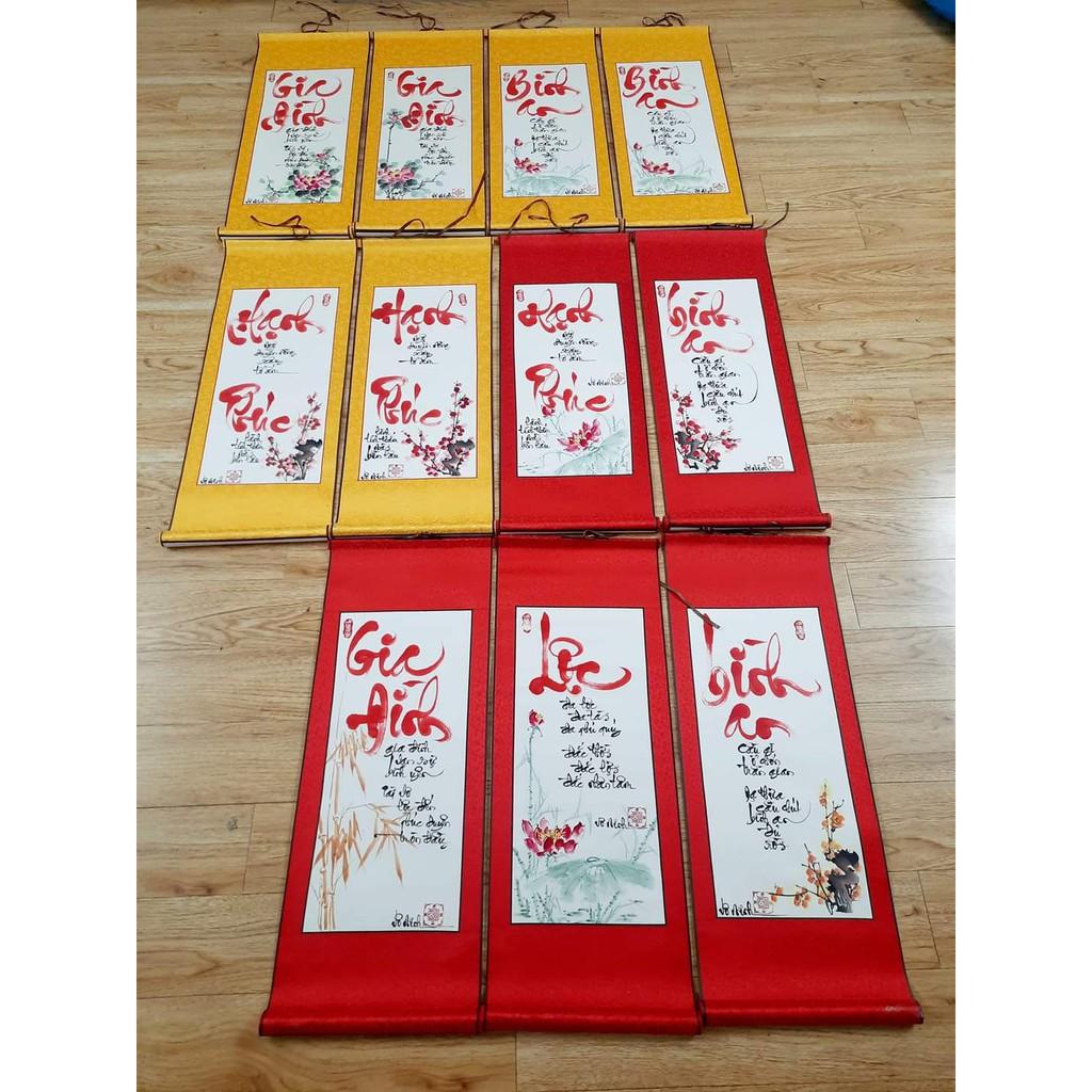 Liễn tranh thư pháp đẹp bo lụa cao cấp sang trọng