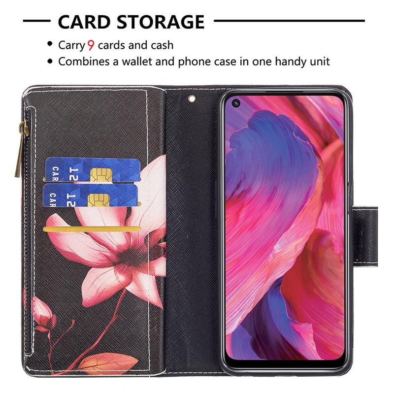 Ốp điện thoại da kiểu ví lật có khóa kéo cho OPPO A74 A93 A54 5G A94 4G