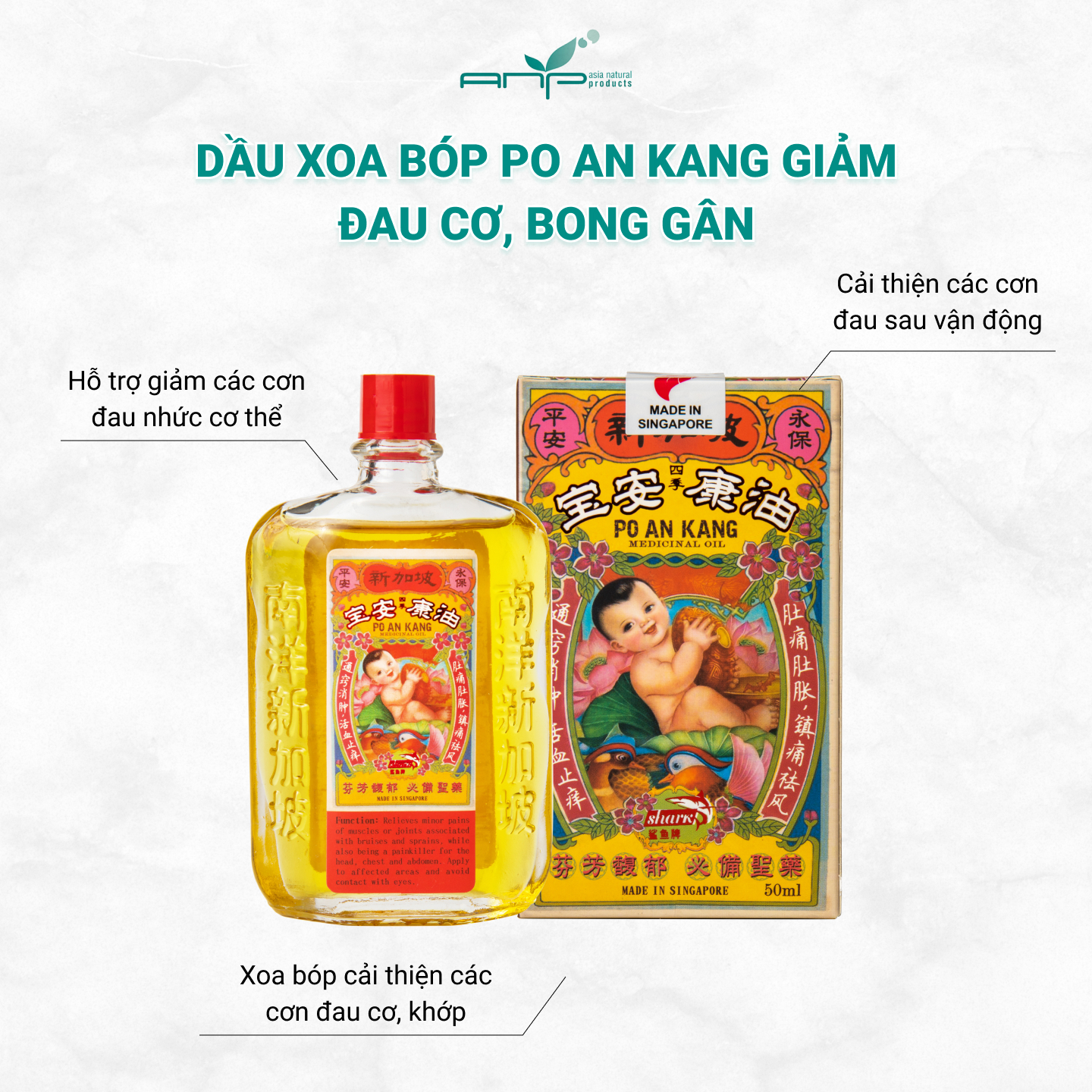 Combo 2 Dầu Xoa Bóp Po An Kang 50ml Được Điều Chế Từ Các Thành Phần Tự Nhiên Giúp Giảm Đau Khớp Hỗ Trợ Giảm Đau Nhức Cơ Bong Gân