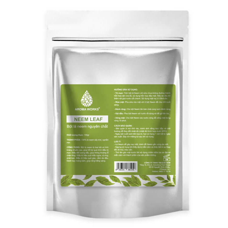 Bột Lá Neem Nguyên Chất Aroma Works Neem Leaf Powder - 100g