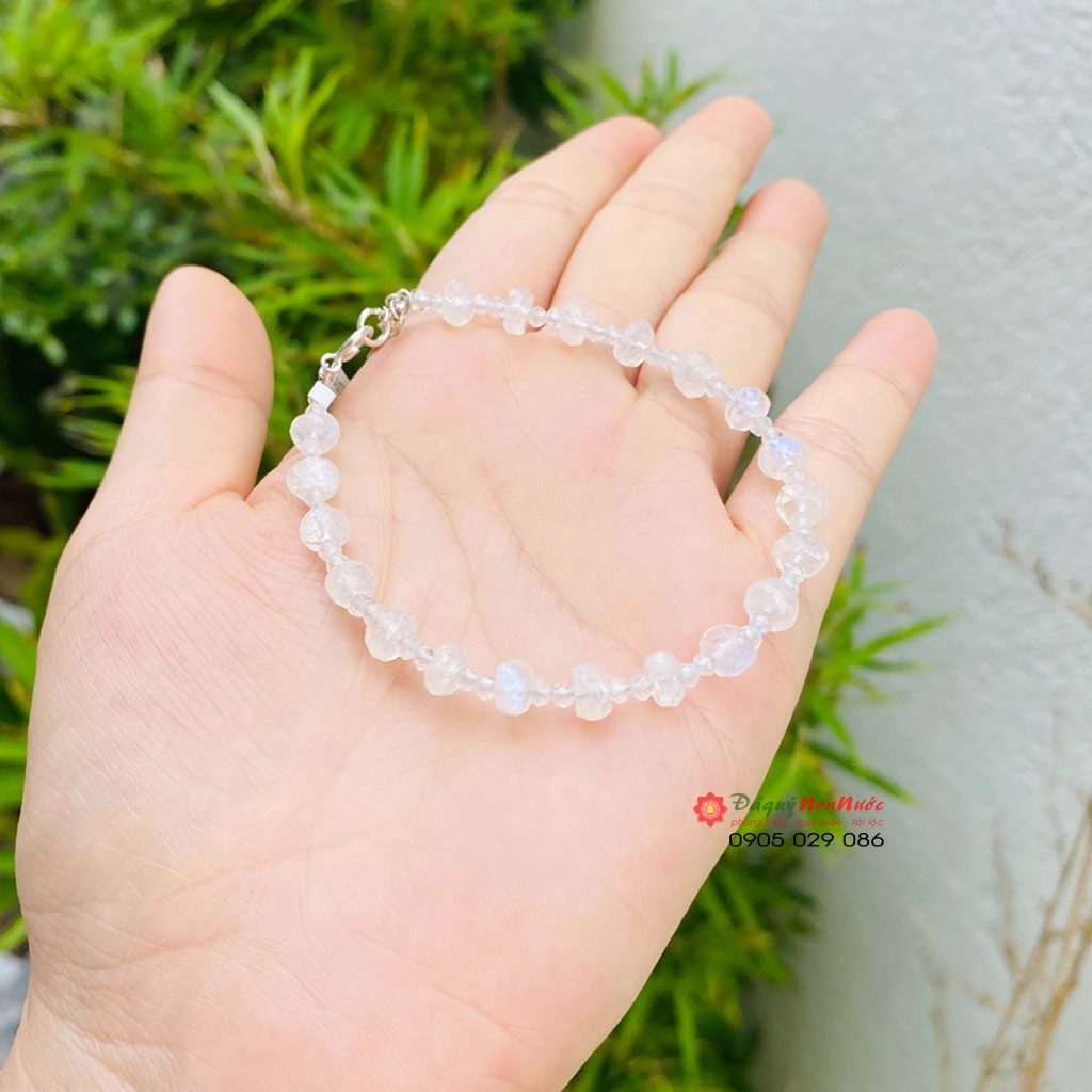 Vòng tay Nữ đá thạch anh mặt trăng Moonstone - đá Non Nước