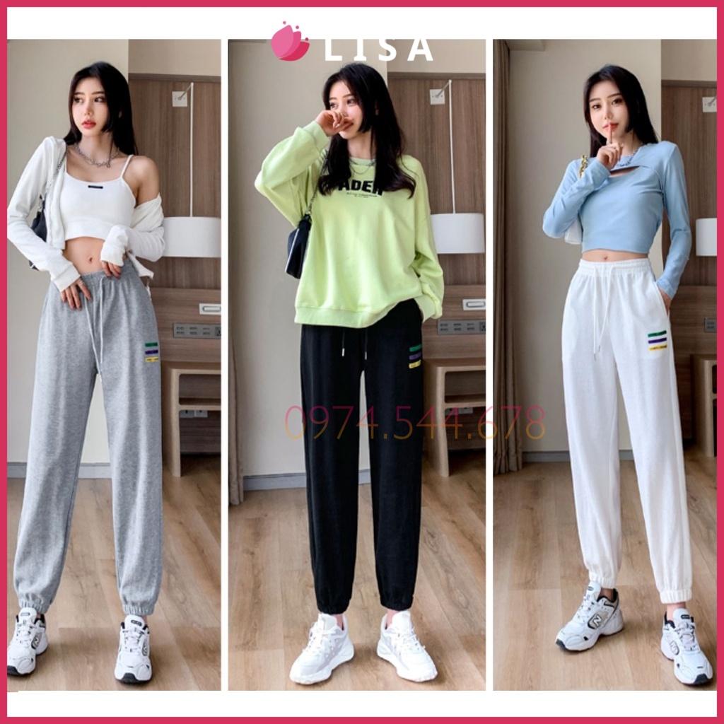 Quần Jogger Nữ, Quần Thể Thao Nữ Vải Nỉ Caro, Cạp Chun, Ống Bom Cá Tính, Lisa M73