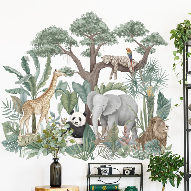 Decal trang trí tường - Những chú động vật trong rừng xanh