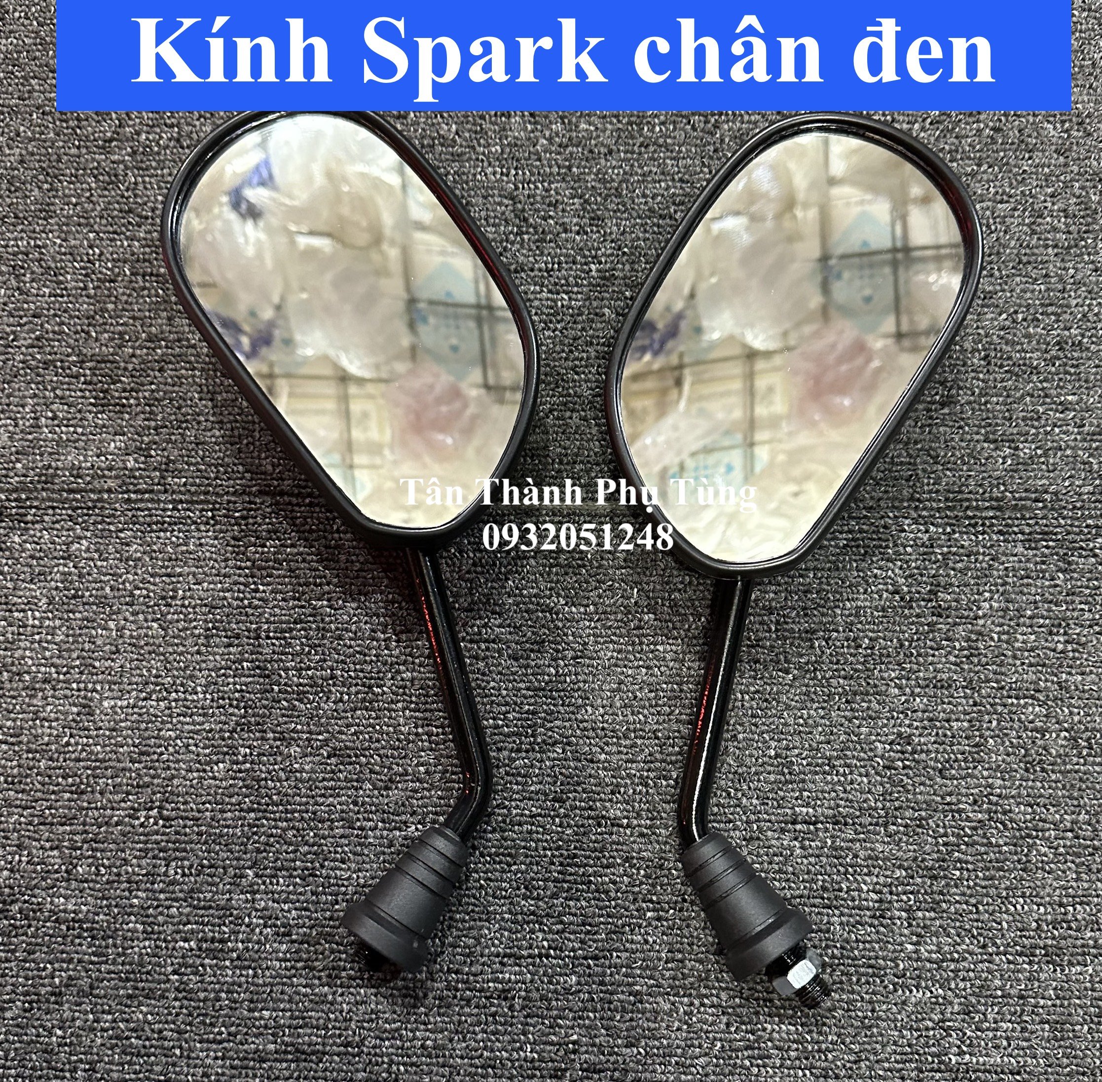 Kính chiếu hậu Spark Chân sơn đen dành cho xe máy